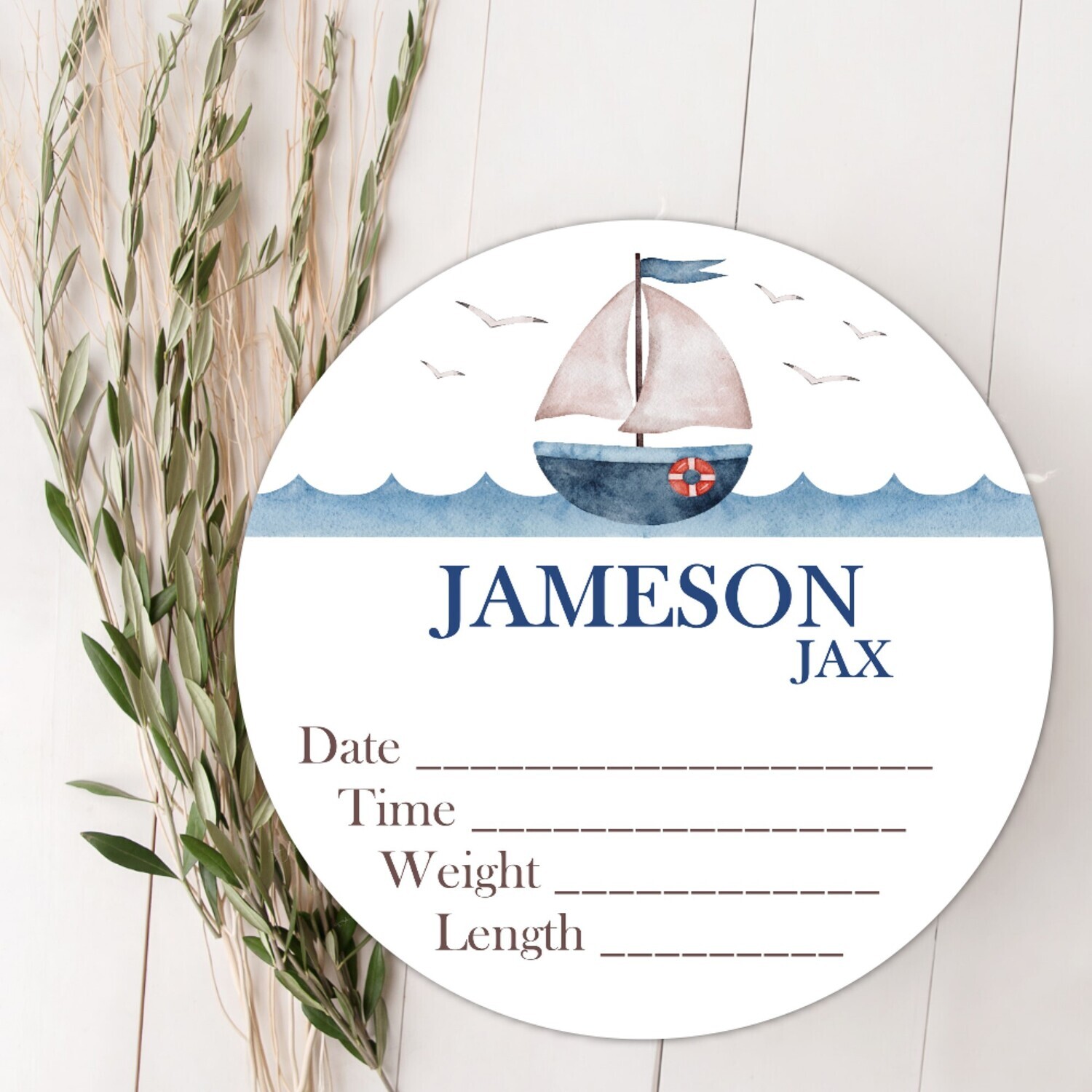 Baby Boy Birth Stat Name Sign, Sailboat Baby Sign, Fresh 48 Custom Baby Name Sign, Birth Announcement Sign, Custom Baby Nursery Decor Baby Gift