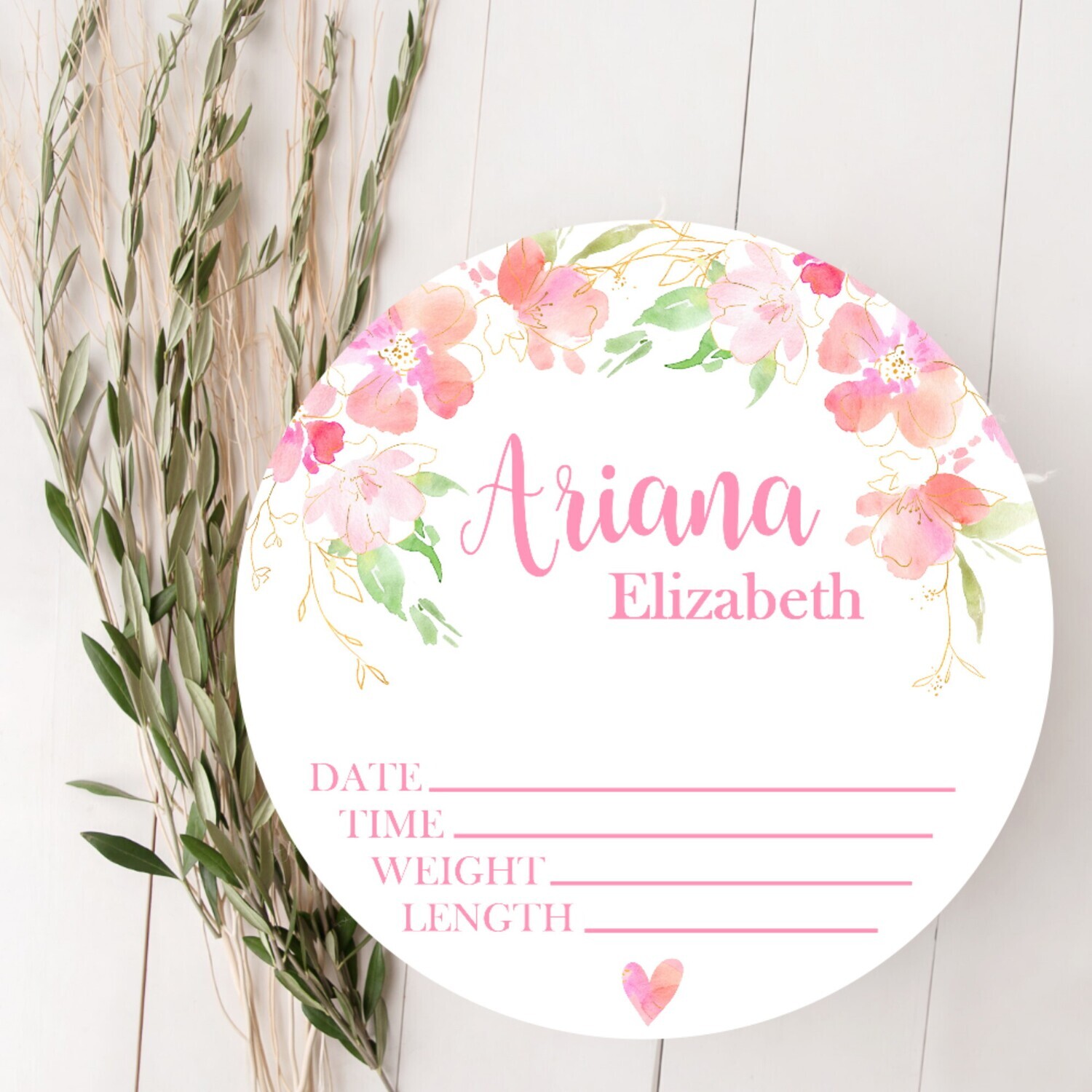 Baby Girl Birth Stat Name Sign, Pink Floral Baby Sign, Fresh 48 Custom Baby Name Sign, Birth Announcement Sign, Custom Baby Nursery Decor Baby Gift