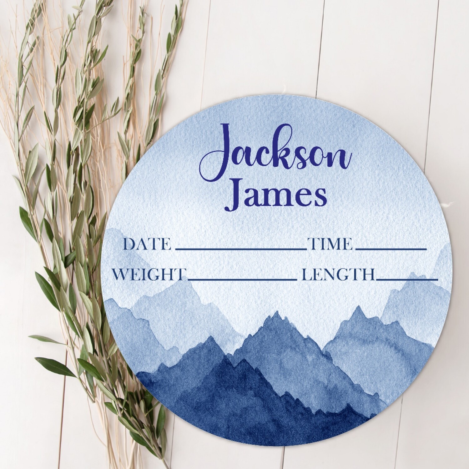 Baby Boy Birth Stat Name Sign, Blue Mountain Baby Sign, Fresh 48 Custom Baby Name Sign, Birth Announcement Sign, Custom Baby Nursery Decor Baby Gift