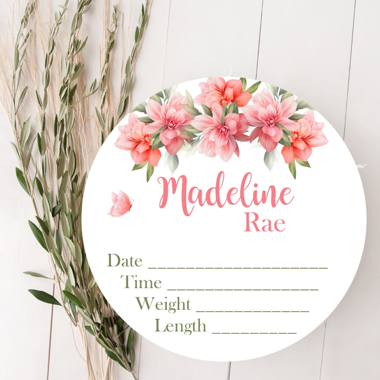 Baby Girl Birth Stat Name Sign, Floral Baby Sign, Fresh 48 Custom Baby Name Sign, Birth Announcement Sign, Custom Baby Nursery Decor Baby Gift