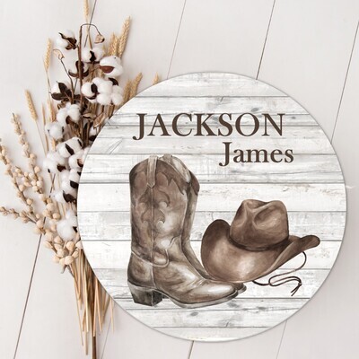 Baby Boy Name Sign, Western Cowboy Boots Hat Baby Sign, Custom Baby Name Sign, Birth Announcement Sign, Wood Wall Decor, Baby Nursery Decor Baby Gift Fresh 48