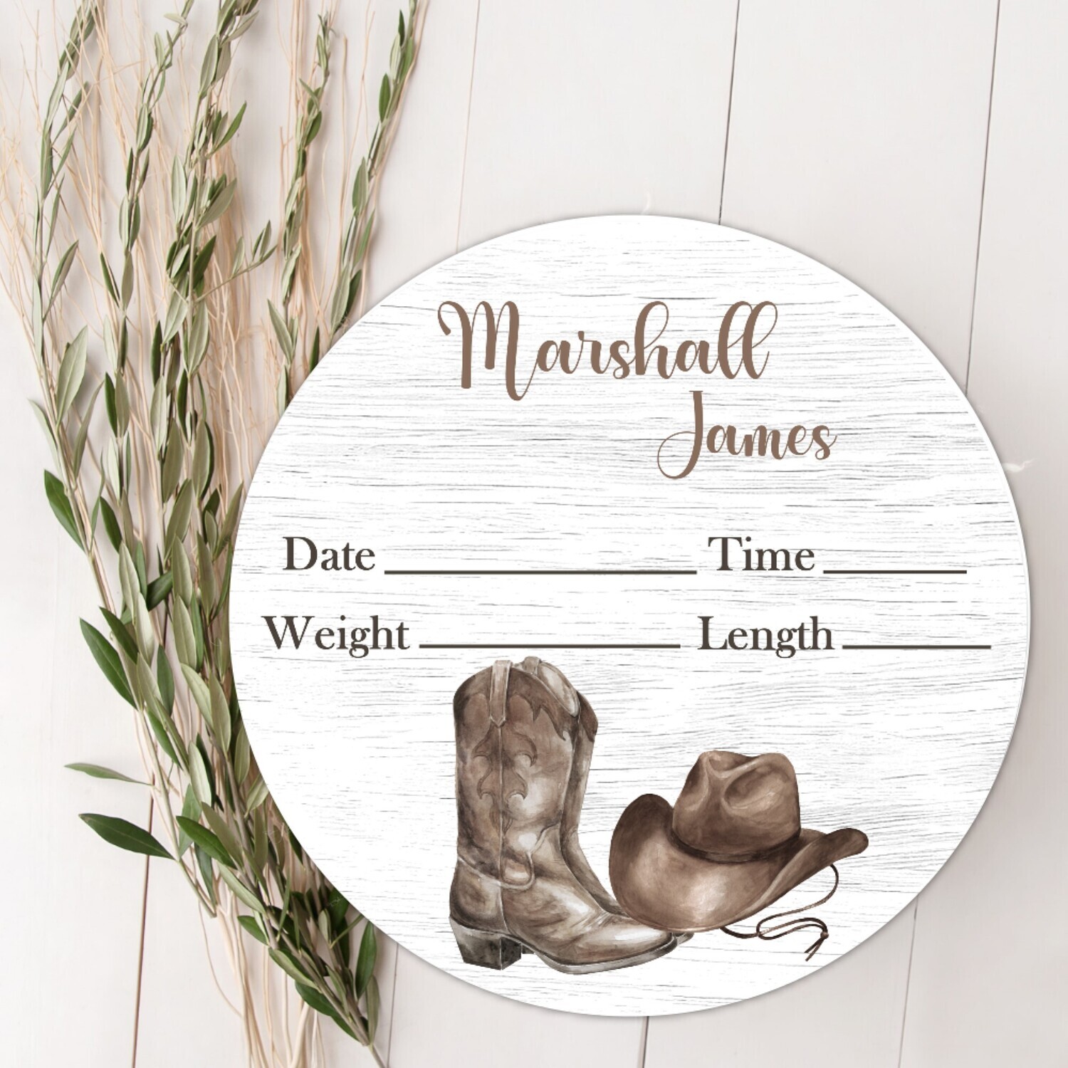 Cowboy Baby Boy Birth Stat Name Sign, Western Boots Hat Baby Sign, Fresh 48 Custom Baby Name Sign, Birth Announcement Sign, Custom Baby Nursery Decor Baby Gift