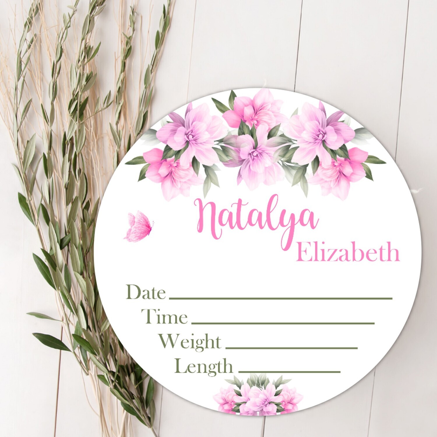 Pink Floral Girl Birth Stat Name Sign, Personalized Baby Plaque, Fresh 48 Custom Baby Name Sign, Birth Announcement Sign, Custom Baby Nursery Decor Baby Gift