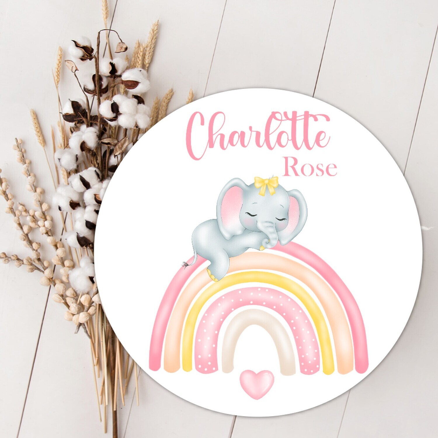 Elephant Rainbow Personalized Wood Sign Baby Girl Name Sign, Custom Baby Name Sign, Birth Announcement Sign, Wood Wall Decor, Baby Nursery Decor Baby Gift Fresh 48