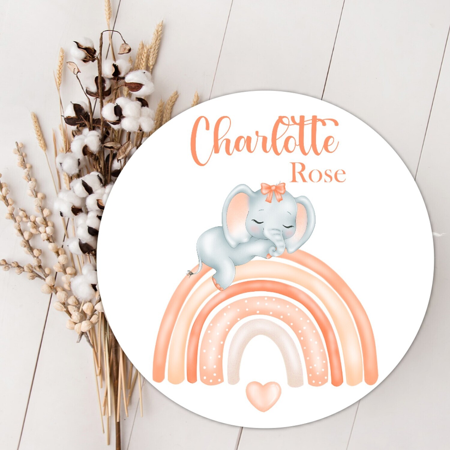 Elephant Rainbow Personalized Wood Sign Baby Girl Name Sign, Custom Baby Name Sign, Birth Announcement Sign, Wood Wall Decor, Baby Nursery Decor Baby Gift Fresh 48