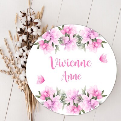 Pink Floral Personalized Baby Girl Name Sign, Custom Baby Name Sign, Birth Announcement Sign, Wood Wall Decor, Baby Nursery Decor Baby Gift Fresh 48