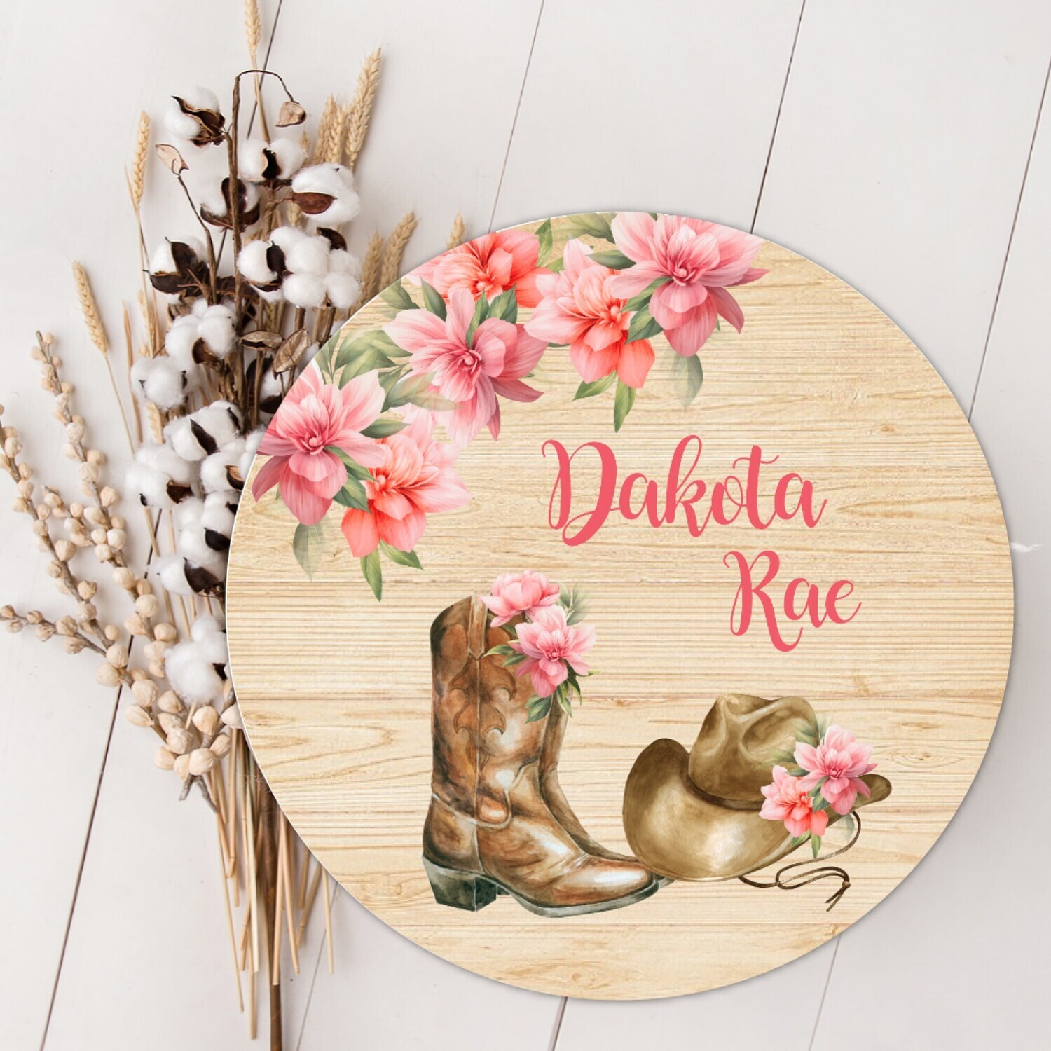 Pink Floral Cowgirl Personalized Wood Sign Baby Girl Name Sign Custom Baby Name Sign, Birth Announcement Sign, Wood Wall Decor, Baby Nursery Decor Baby Gift Fresh 48