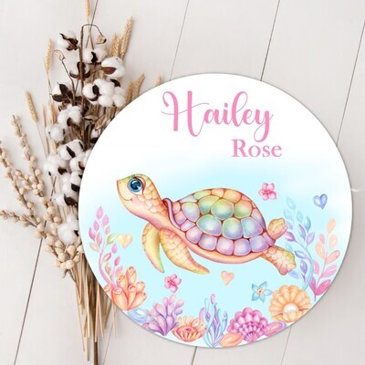 Turtle Personalized Wood Sign Baby Girl Name Sign Under The Sea Custom Baby Name Sign, Birth Announcement Sign, Wood Wall Decor, Baby Nursery Decor Baby Gift Fresh 48