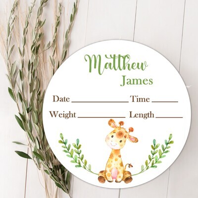 Giraffe Baby Boy Birth Stat Name Sign, Personalized Baby Plaque, Fresh 48 Custom Baby Name Sign, Birth Announcement Sign, Custom Baby Nursery Decor Baby Gift