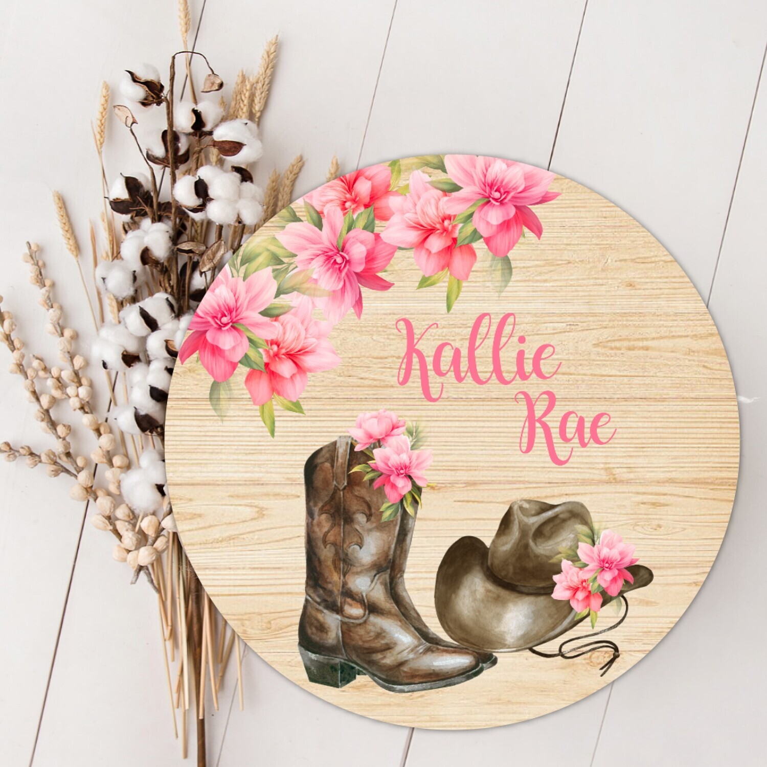 Pink Floral Cowgirl Personalized Wood Sign Baby Girl Name Sign Custom Baby Name Sign, Birth Announcement Sign, Wood Wall Decor, Baby Nursery Decor Baby Gift Fresh 48