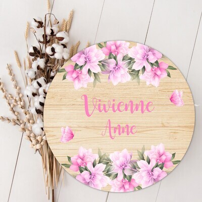 Pink Floral Personalized Wood Sign Baby Girl Name Sign Custom Baby Name Sign, Birth Announcement Sign, Wood Wall Decor, Baby Nursery Decor Baby Gift Fresh 48