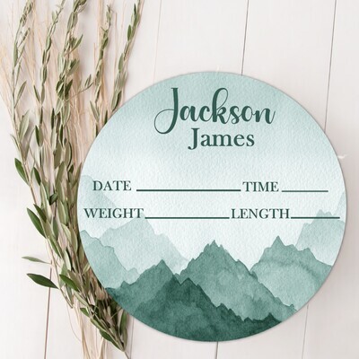 Mountains Baby Boy Birth Stat Name Sign, Personalized Baby Plaque, Fresh 48 Custom Baby Name Sign, Birth Announcement Sign, Custom Baby Nursery Decor Baby Gift