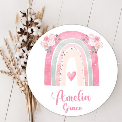 Pink Rainbow Baby Girl Personalized Wood Name Sign Custom Baby Name Sign, Birth Announcement Sign, Wood Wall Decor, Baby Nursery Decor Baby Gift Fresh 48