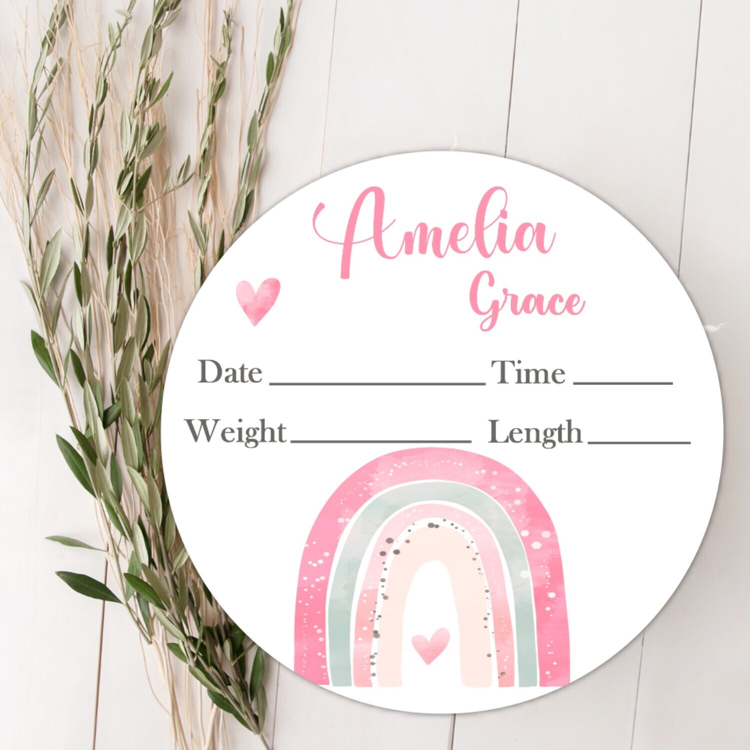 Pink Rainbow Baby Girl Birth Stat Name Sign, Personalized Baby Plaque, Fresh 48 Custom Baby Name Sign, Birth Announcement Sign, Custom Baby Nursery Decor Baby Gift