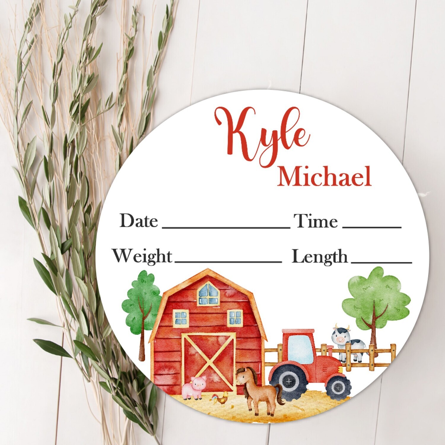 Farm Animals Baby Boy Birth Stat Name Sign, Personalized Baby Plaque, Fresh 48 Custom Baby Name Sign, Birth Announcement Sign, Custom Baby Nursery Decor Baby Gift