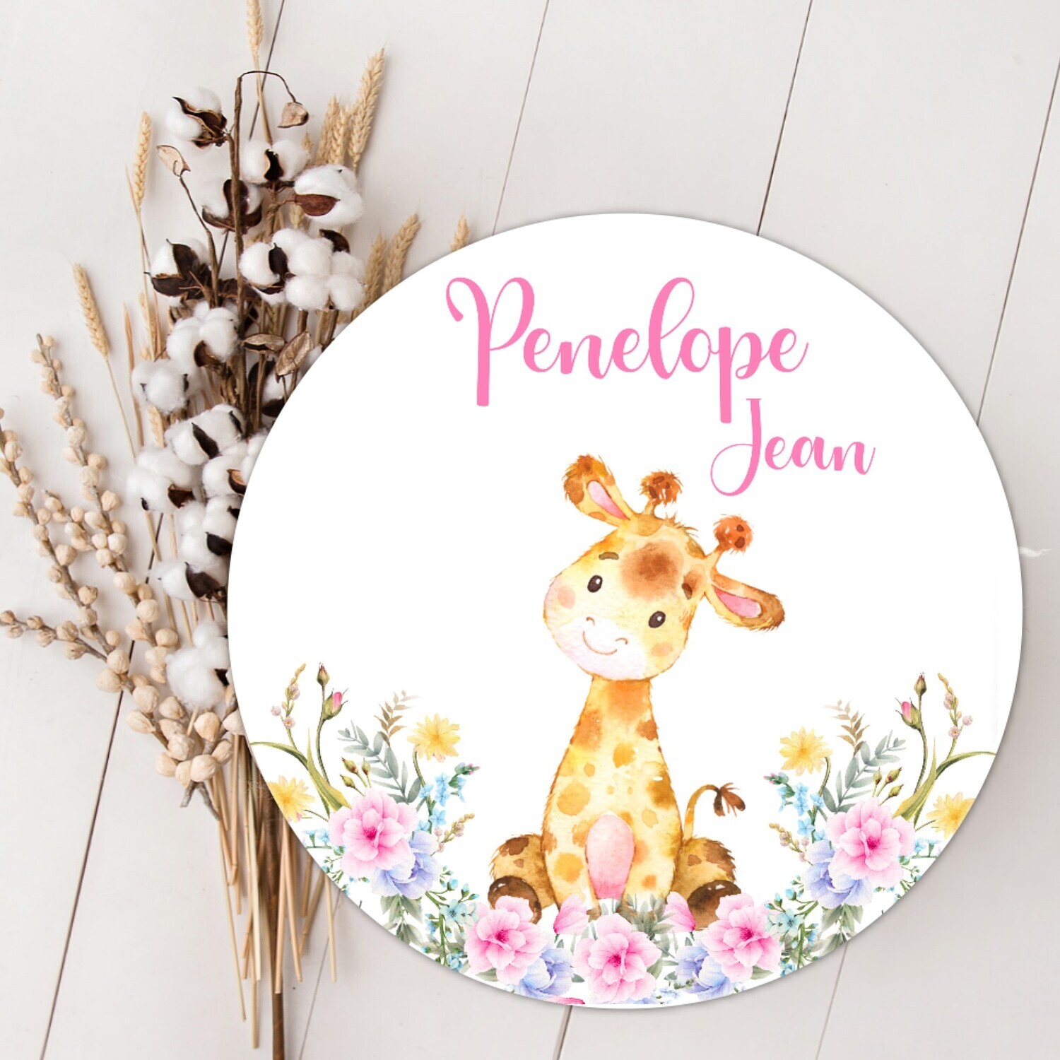Pink Floral Giraffe Baby Girl Personalized Wood Name Sign Custom Baby Name Sign, Birth Announcement Sign, Wood Wall Decor, Baby Nursery Decor Baby Gift Fresh 48