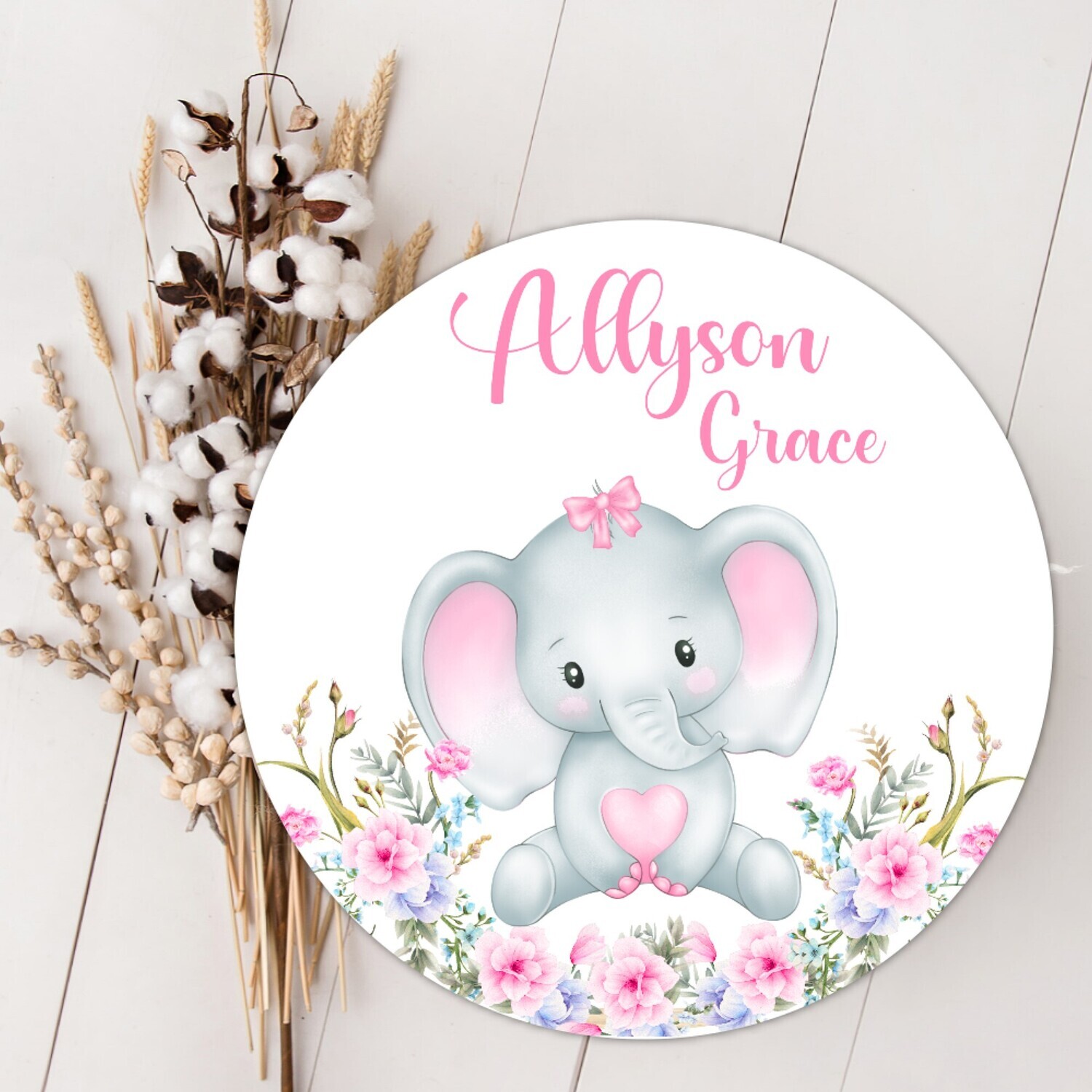 Pink Floral Elephant Baby Girl Personalized Wood Name Sign Custom Baby Name Sign, Birth Announcement Sign, Wood Wall Decor, Baby Nursery Decor Baby Gift Fresh 48