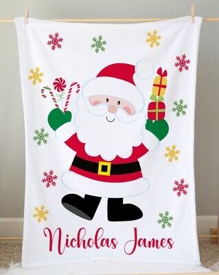 Personalized Santa Claus Christmas Blanket Holiday Blanket Kids  Custom Throw Child Name Blanket Christmas Gift
