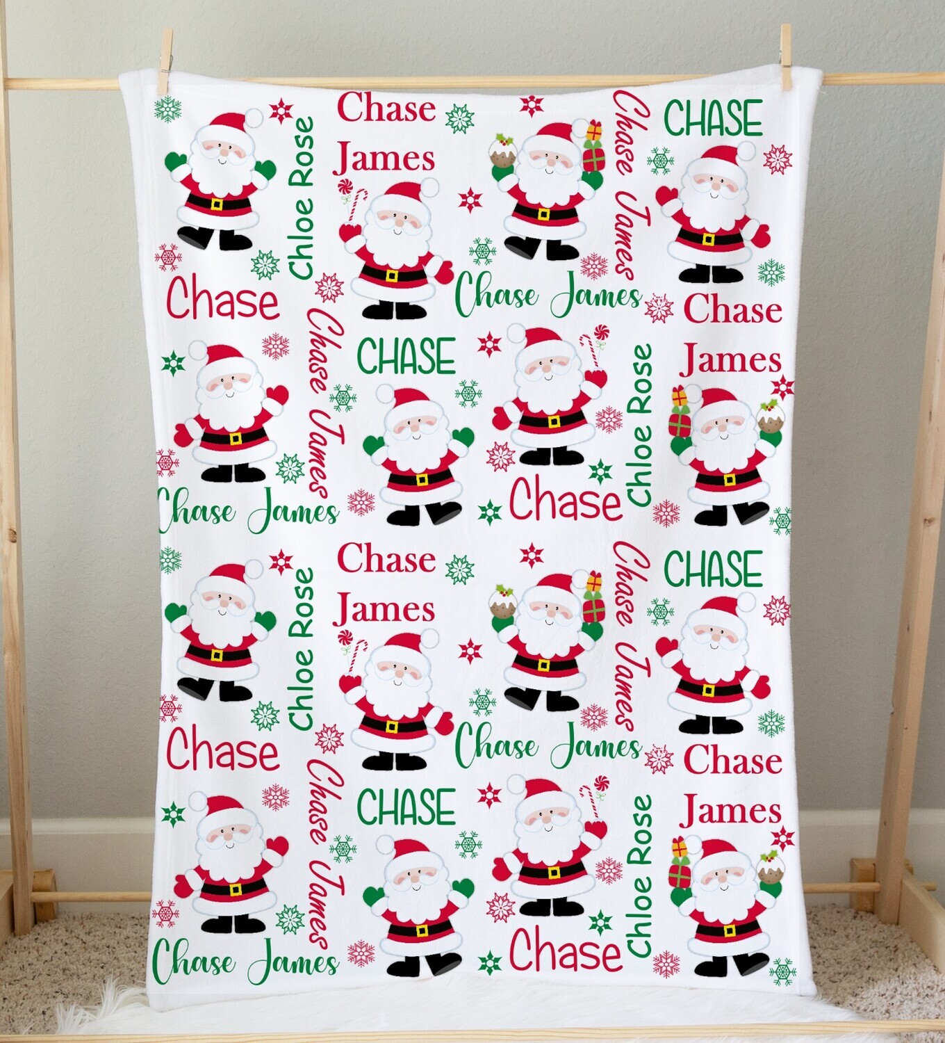 Kids Christmas Blanket Personalized Custom Name Blanket Holiday Gift Custom Name Blanket Boy Girl Bedroom Nursery Throw Tummy Time