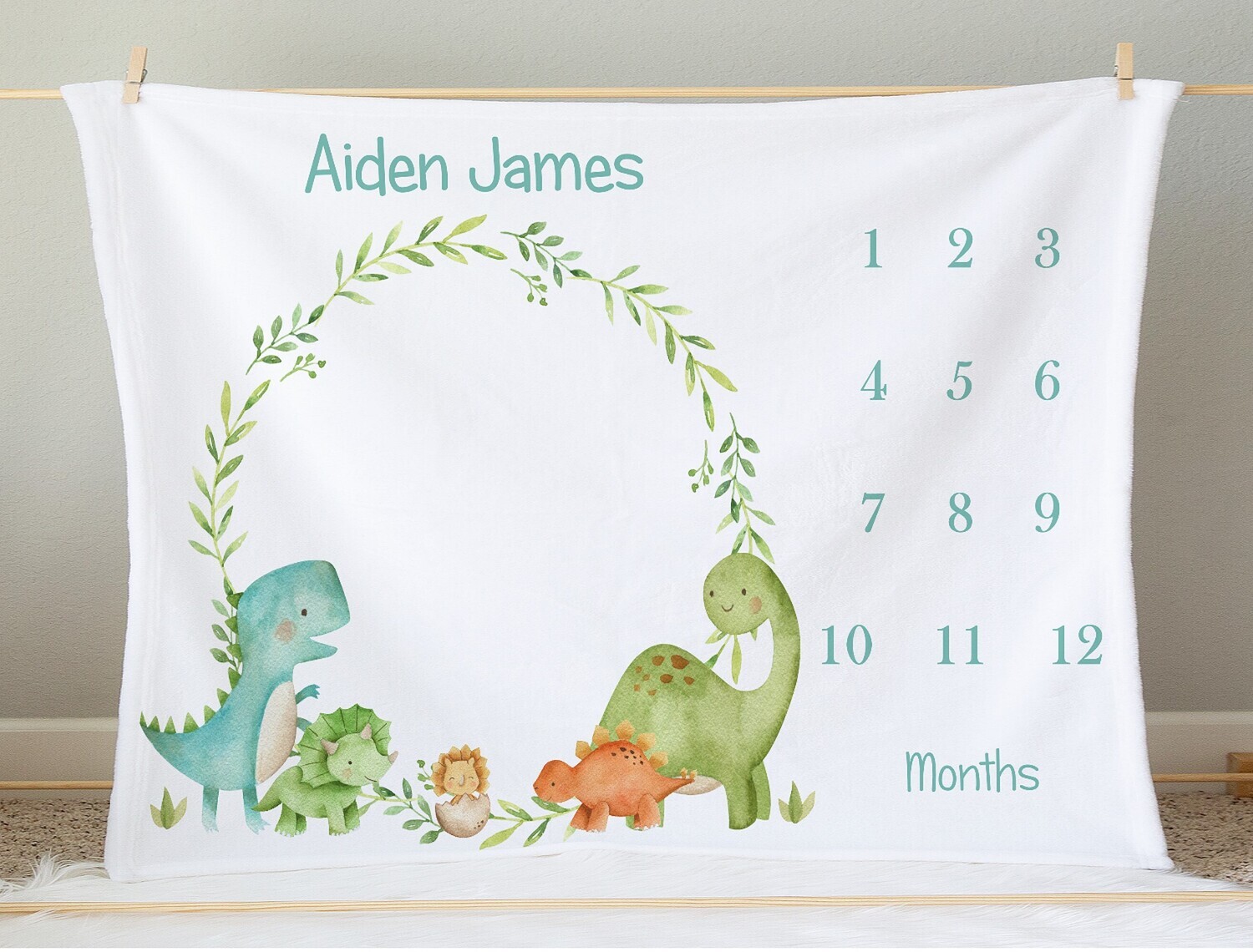 Dinosaur Baby Boy Milestone Blanket Baby Nursery Decor Month New Baby Shower Gift Baby Photo Op Backdrop