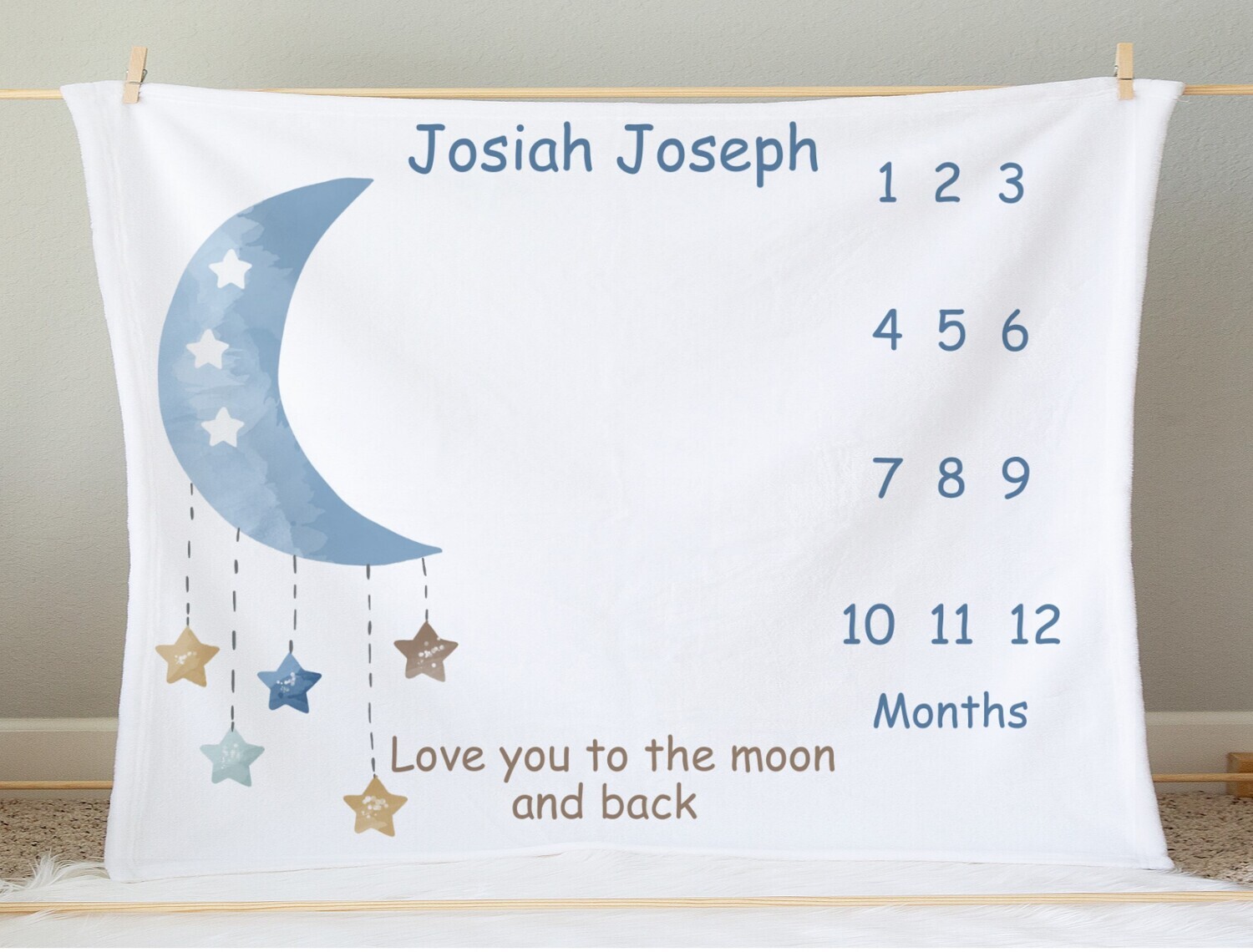 Personalized Baby Boy Milestone Blanket Baby Nursery Decor Month New Baby Shower Gift Baby Photo Op Backdrop