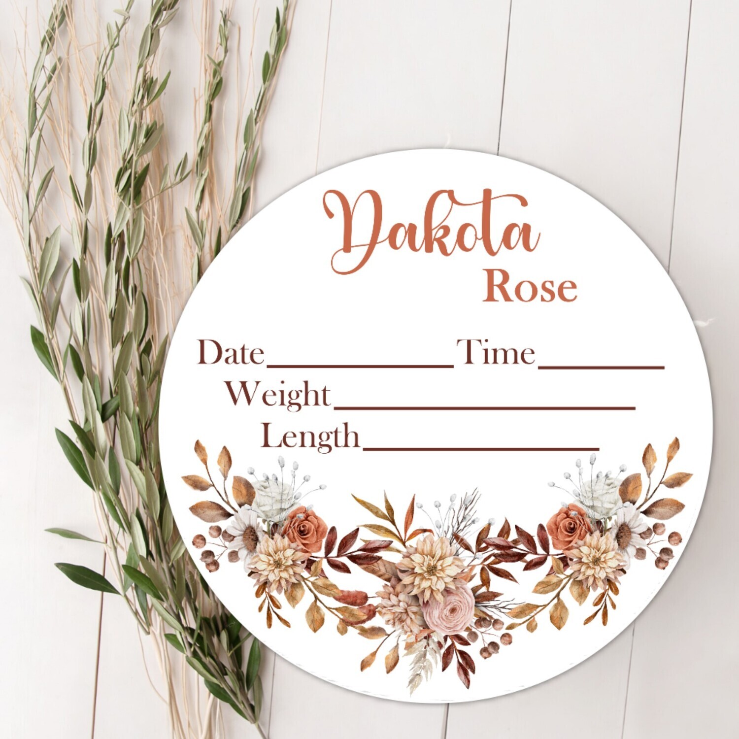 Boho Floral Baby Girl Birth Stat Name Sign, Personalized Baby Plaque, Fresh 48 Custom Baby Name Sign, Birth Announcement Sign, Custom Baby Nursery Decor Baby Gift