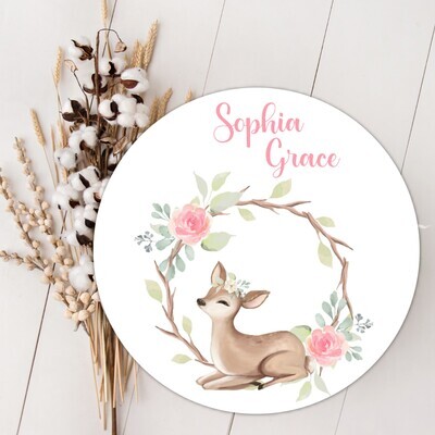 Pink Floral Deer Girl Name Sign Custom Baby Name Sign, Birth Announcement Sign, Wood Wall Decor, Baby Nursery Decor Baby Gift Fresh 48