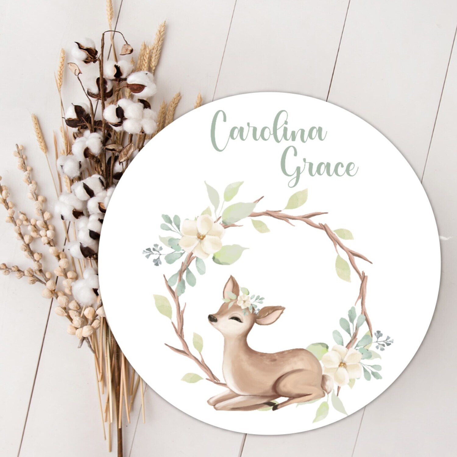 Floral Deer Girl Name Sign Custom Baby Name Sign, Birth Announcement Sign, Wood Wall Decor, Baby Nursery Decor Baby Gift Fresh 48