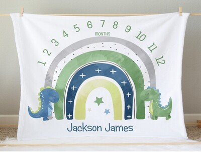 Dinosaur Baby Boy Milestone Blanket Baby Nursery Decor Month New Baby Shower Gift Baby Photo Op Backdrop