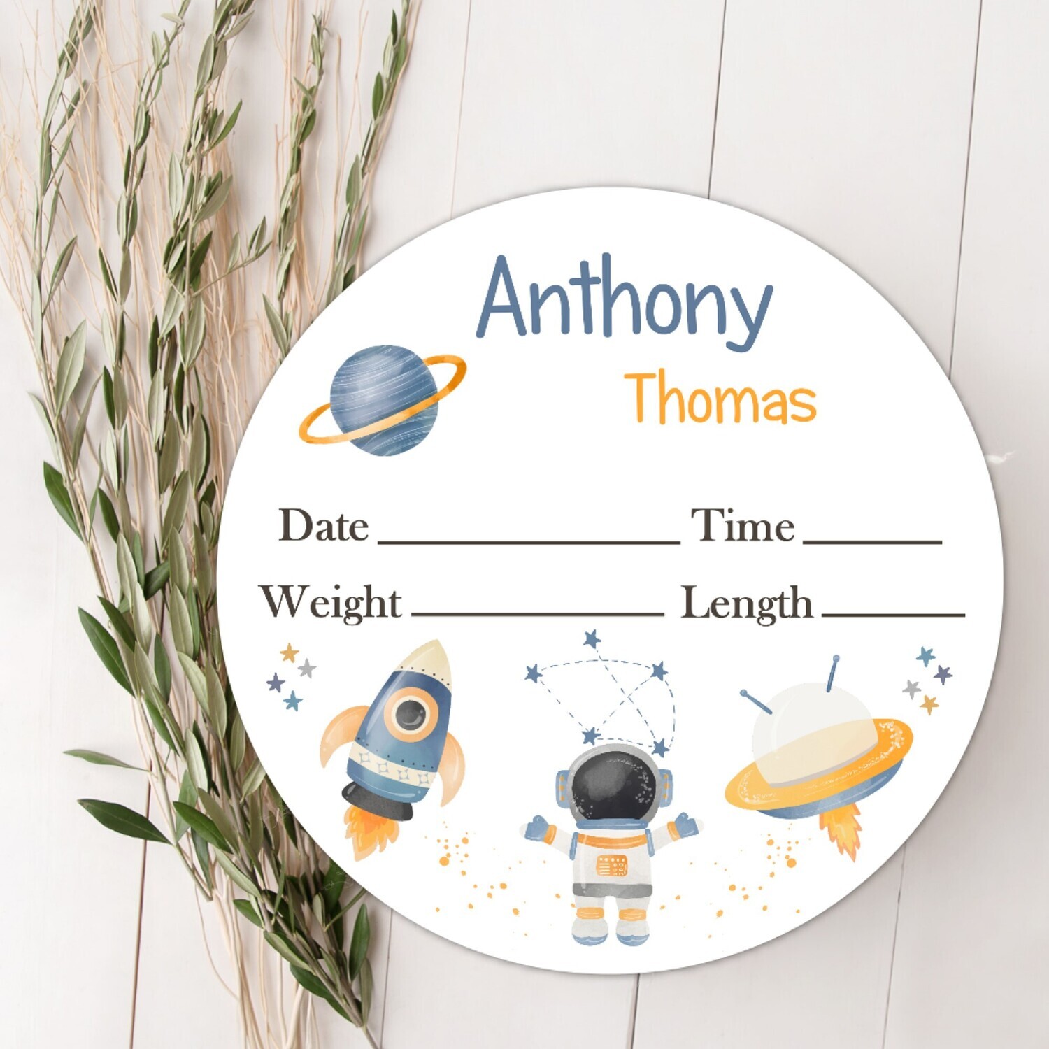 Space Astronaut Baby Boy Birth Stat Sign, Fresh 48 Custom Baby Name Sign, Birth Announcement Sign Photo Op, Custom Baby Nursery Decor Baby Gift Photo Prop
