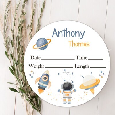 Space Astronaut Baby Boy Birth Stat Sign, Fresh 48 Custom Baby Name Sign, Birth Announcement Sign Photo Op, Custom Baby Nursery Decor Baby Gift Photo Prop