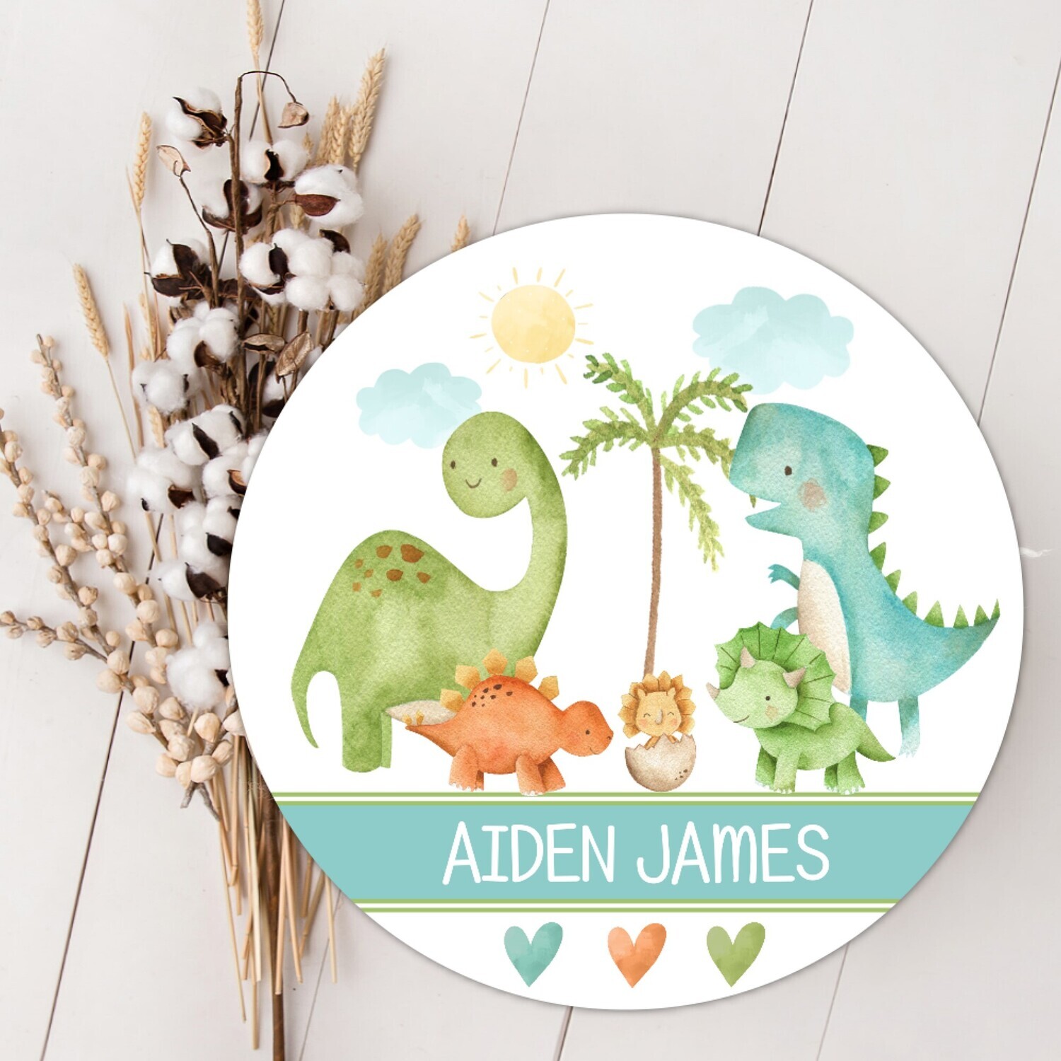 Dinosaur Baby Boy Wood Sign, Child's Room Wall Decor, Custom Baby Name Sign, Birth Announcement Sign, Wood Wall Decor, Baby Nursery Decor Baby, Gift, Fresh 48 Photo Prop