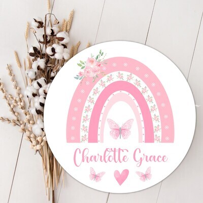 Floral Rainbow Baby Girl Wood Sign, Child's Room Wall Decor, Custom Baby Name Sign, Birth Announcement Sign, Wood Wall Decor, Baby Nursery Decor Baby, Gift, Fresh 48 Photo Prop