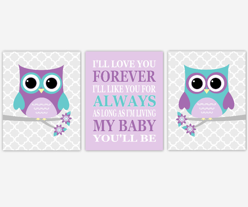 Baby Girl Nursery Wall Art Purple Lavender Teal Aqua Owls I Ll Love You Forever My Baby You Ll Be Nursery Rhymes Quotes Baby Nursery Decor Girl Room Dezignerheart Designs C Personalized Baby Girl Nursery Wall Art Purple Lavender Teal Aqua Owls I Ll Love You Forever My Baby You Ll Be Nursery Rhymes Quotes Baby Nursery Decor Girl Room Dezignerheart Designs C Personalized