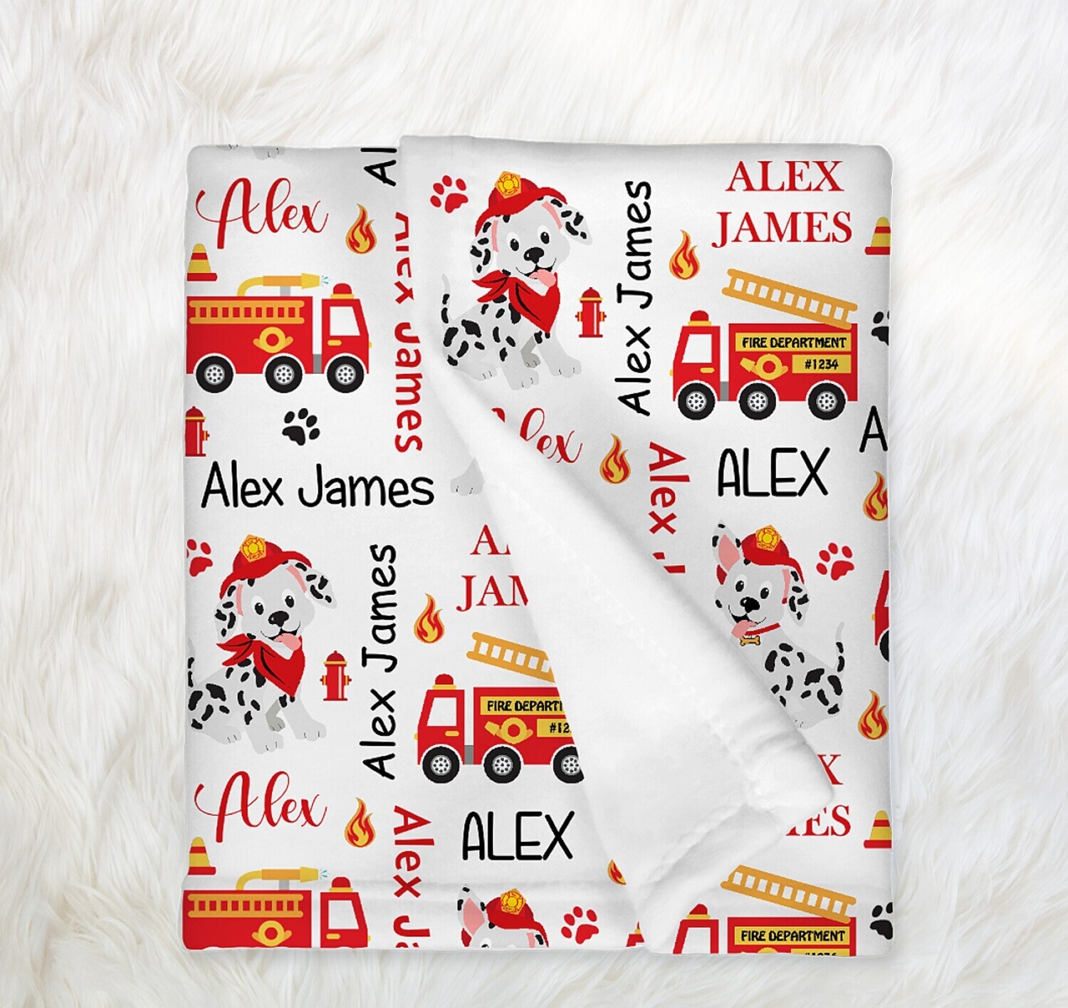 Fire Truck Personalized Baby Boy Blanket Custom Name Blanket Shower Gift Boy Bedroom Name Blanket Throw Tummy Time