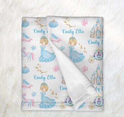Princess Personalized Baby Girl Blanket Shower Gift Girl Bedroom Name Blanket Throw Tummy Time