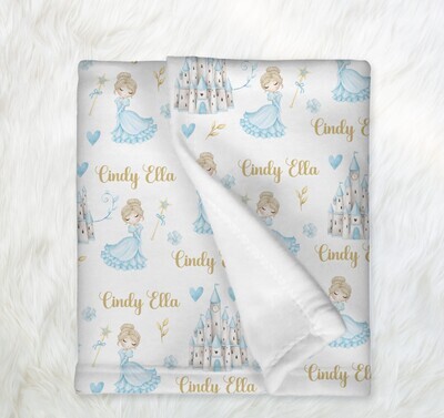 Princess Personalized Baby Girl Blanket Shower Gift Girl Bedroom Name Blanket Throw Tummy Time