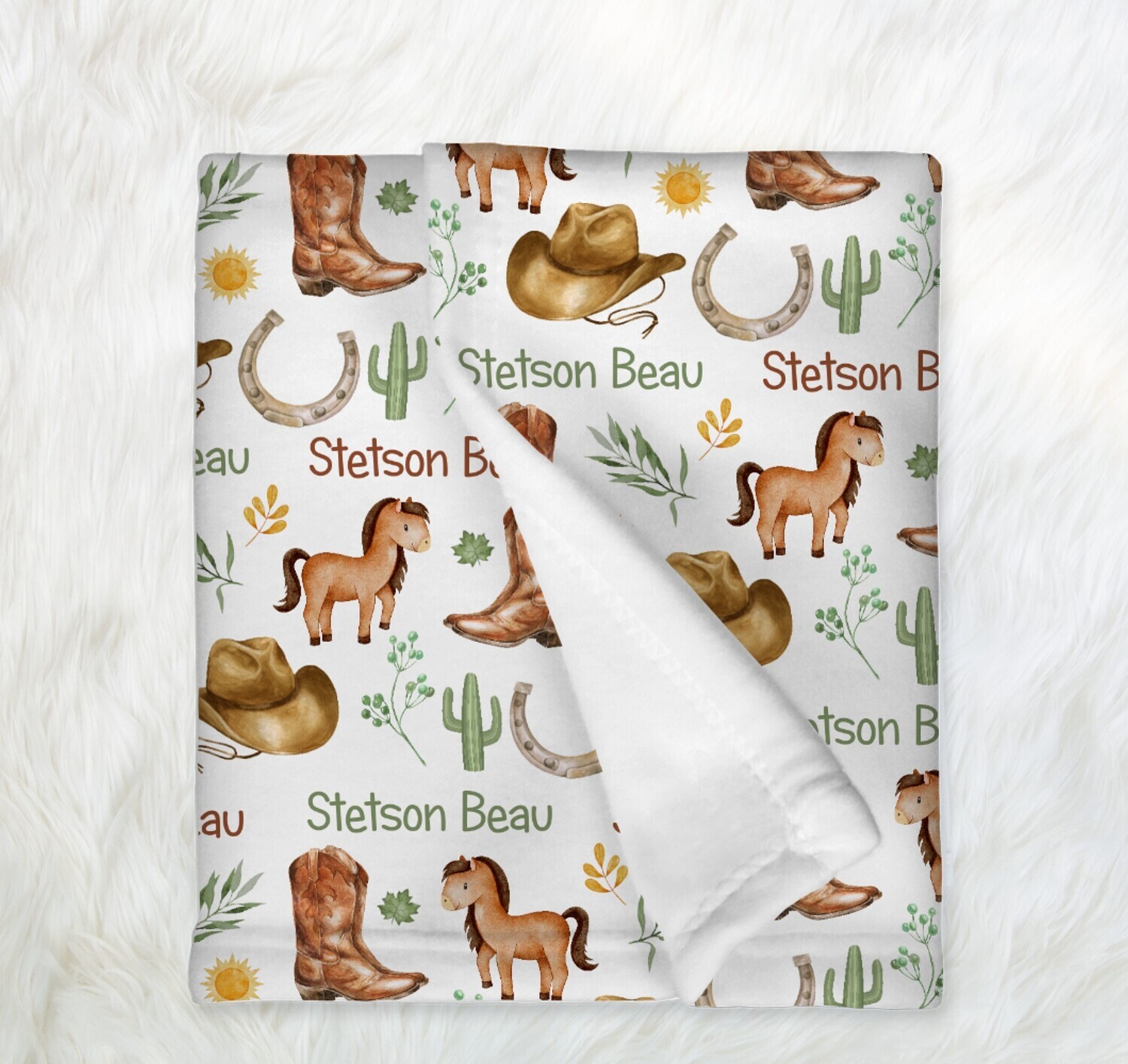 Western Cowboy Baby Boy Personalized Blanket Newborn Baby Blanket Shower Gift Minky Blanket Fleece Blanket Sherpa Baby Blanket