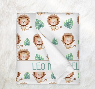 Lion Personalized Baby Boy Blanket Shower Gift Girl Bedroom Name Blanket Throw Tummy Time