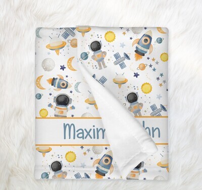 Astronaut Space Personalized Baby Boy Blanket Baby Blanket Shower Gift Custom Name Blanket Bedroom Nursery Throw Tummy Time