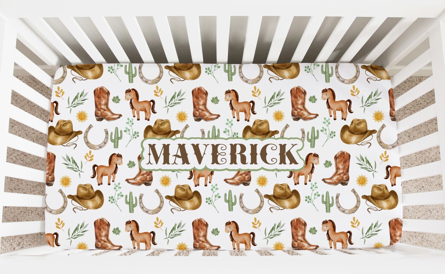 COWBOY WESTERN Crib Sheet Baby Boy Personalized Blanket Swaddle Blanket and Hat Set Baby Blanket Baby Gift Baby Nursery Bedding