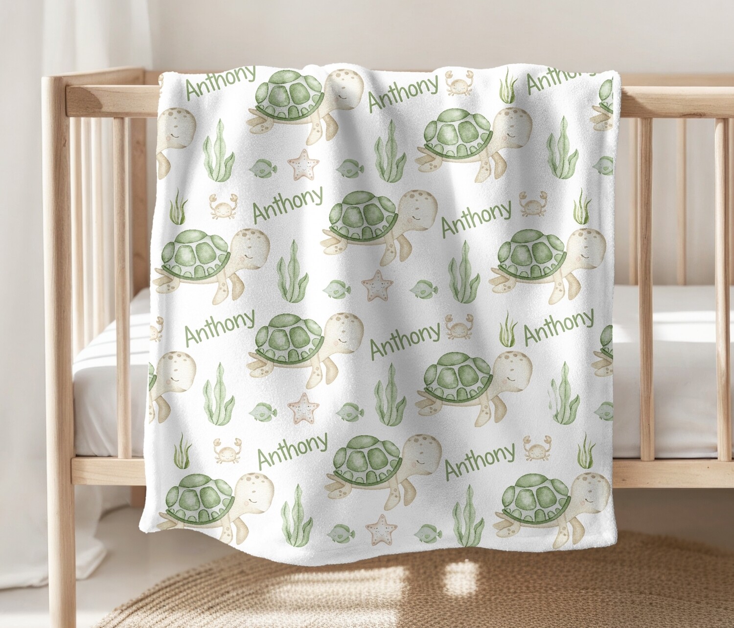 TURTLE Baby Boy Personalized Blanket Newborn Baby Blanket Shower Gift Minky Fleece Sherpa Swaddle Newborn Photo Op Bedroom Blanket