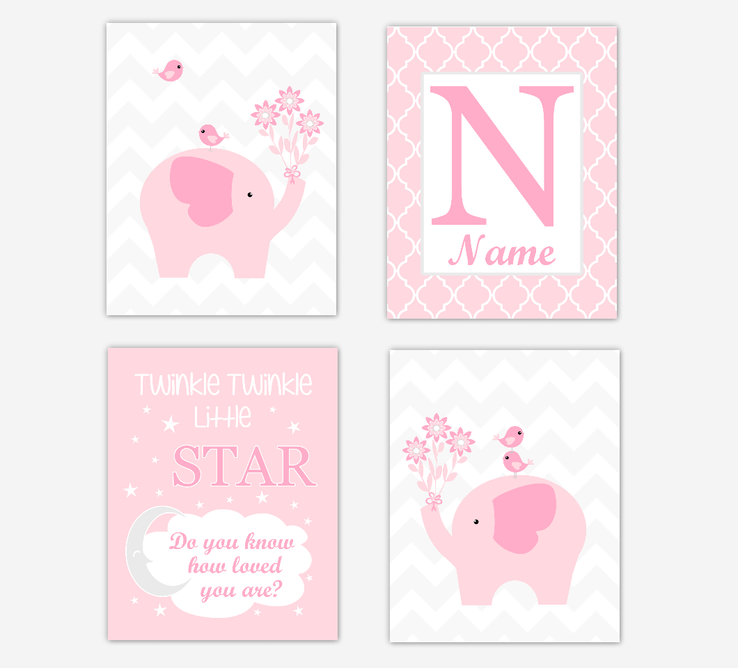 pink elephant nursery decor