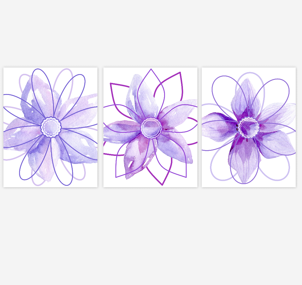 Bedroom Nursery Photos 11x14 Floral Photography Prints 8x10 Purple Bathroom Wall Decor Purple Wall Art Set Of 3 Prints Flower Artwork Photography Art Collectibles Kromasolcom