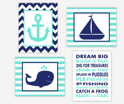 Nautical Boy Nursery Wall Art Navy Blue Aqua Dream Big Whale Boat Anchor Boy Room Wall Decor Nautical Decor Baby Nursery Decor SET OF 4 UNFRAMED PRINTS Nautical Boy Nursery Wall Art Navy Blue Aqua Dream Big Whale Boat Anchor Boy Room Wall Decor Nautical Decor Baby Nursery Decor SET OF 4 UNFRAMED PRINTS