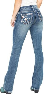 Women's Jeans - Floral Embroidery (light wash)