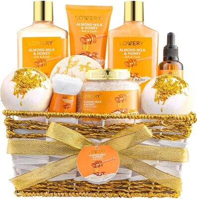 Gift Basket For Women – 10 Pc Set Almond Milk & Honey