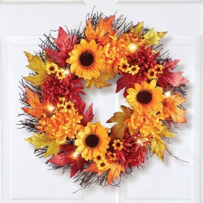18 inch LED Lighted Wreath for Fall