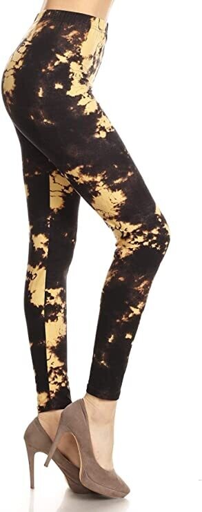 PLUS SIZED 1 INCH WAISTBAND LEGGINGS - YELLOW SPLASH