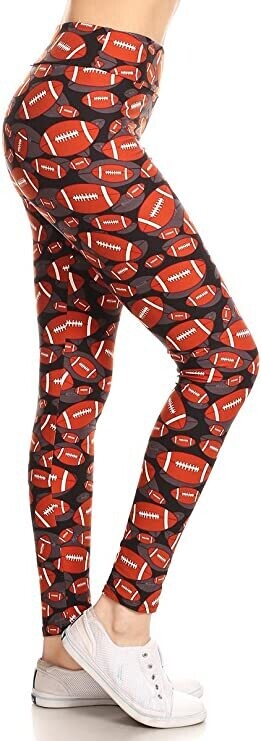 PLUS SIZED YOGA LEGGINGS - FOOTBALL